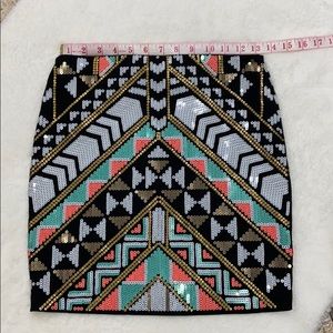 Express Multicolored Mini Skirt, Sz XS